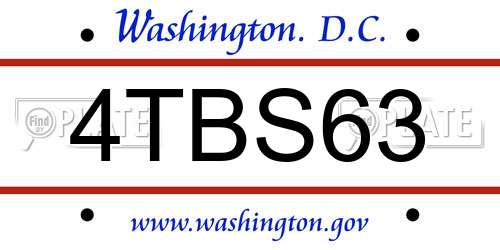 4TBS63 District Of Columbia License Plate