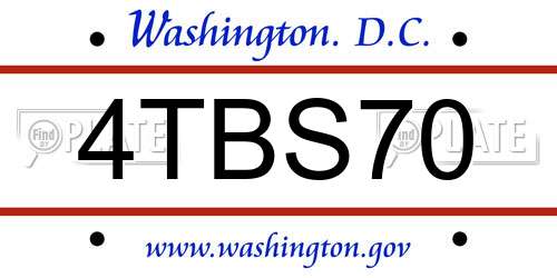 4TBS70 District Of Columbia License Plate