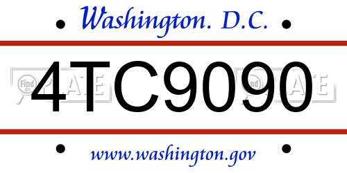 4TC9090 District Of Columbia License Plate