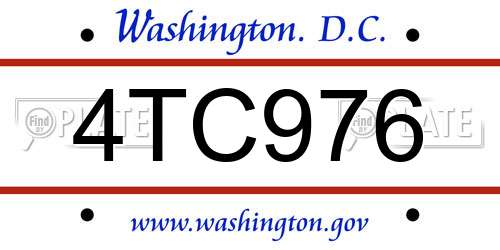 4TC976 District Of Columbia License Plate