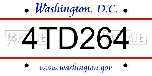 4TD264 District Of Columbia License Plate