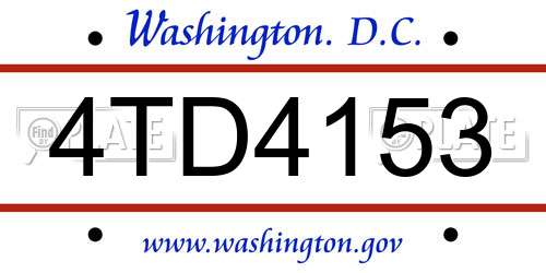 4TD4153 District Of Columbia License Plate