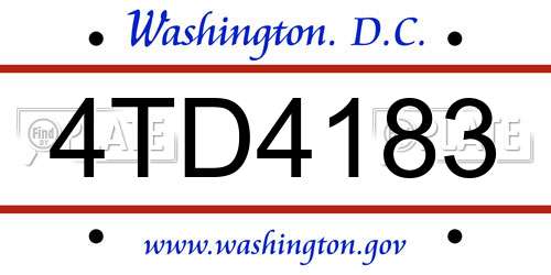 4TD4183 District Of Columbia License Plate