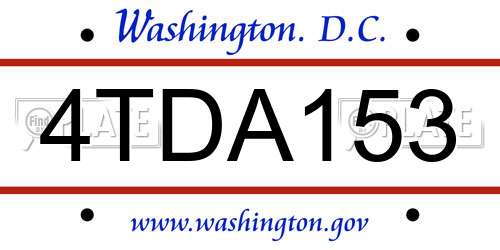 4TDA153 District Of Columbia License Plate