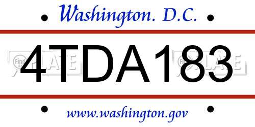 4TDA183 District Of Columbia License Plate