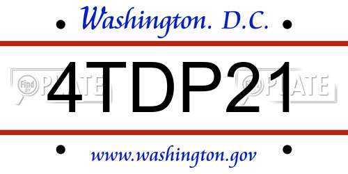 4TDP21 District Of Columbia License Plate
