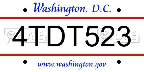 4TDT523 District Of Columbia License Plate