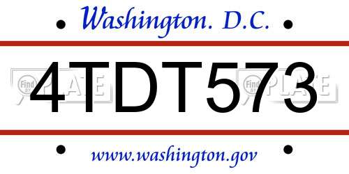 4TDT573 District Of Columbia License Plate