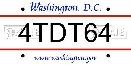 4TDT64 District Of Columbia License Plate