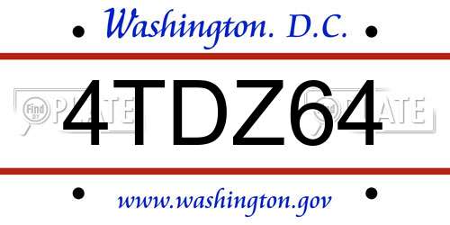 4TDZ64 District Of Columbia License Plate