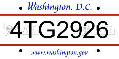4TG2926 District Of Columbia License Plate
