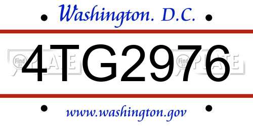 4TG2976 District Of Columbia License Plate