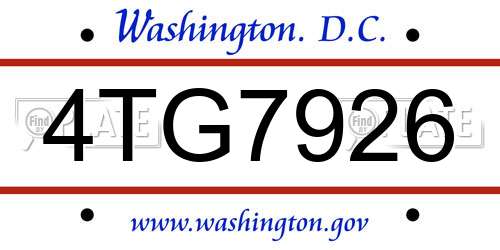 4TG7926 District Of Columbia License Plate