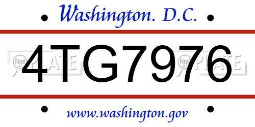 4TG7976 District Of Columbia License Plate