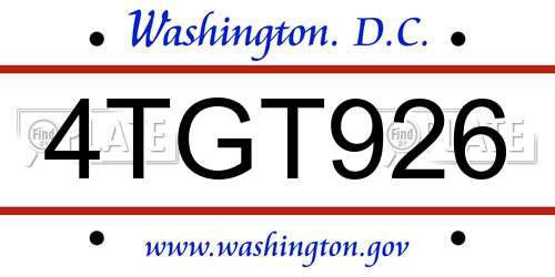4TGT926 District Of Columbia License Plate