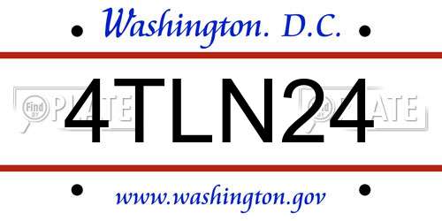 4TLN24 District Of Columbia License Plate