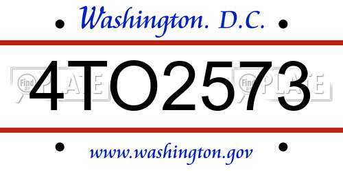 4TO2573 District Of Columbia License Plate