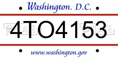 4TO4153 District Of Columbia License Plate