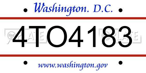 4TO4183 District Of Columbia License Plate