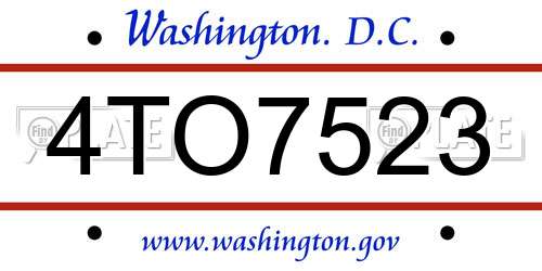 4TO7523 District Of Columbia License Plate