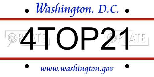 4TOP21 District Of Columbia License Plate
