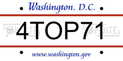 4TOP71 District Of Columbia License Plate