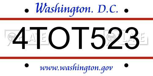 4TOT523 District Of Columbia License Plate