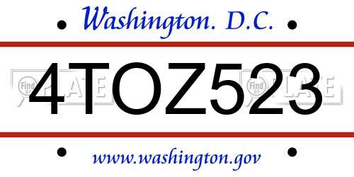 4TOZ523 District Of Columbia License Plate