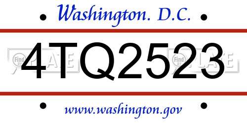 4TQ2523 District Of Columbia License Plate