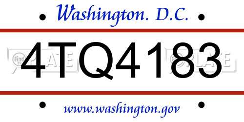 4TQ4183 District Of Columbia License Plate