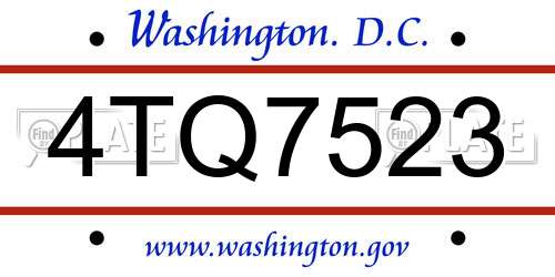 4TQ7523 District Of Columbia License Plate