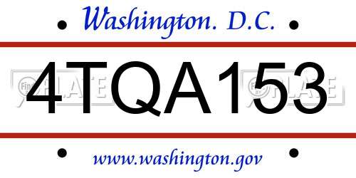 4TQA153 District Of Columbia License Plate