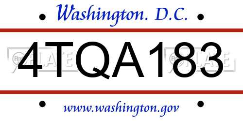 4TQA183 District Of Columbia License Plate