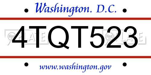 4TQT523 District Of Columbia License Plate