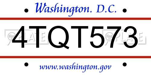 4TQT573 District Of Columbia License Plate