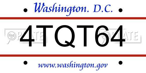 4TQT64 District Of Columbia License Plate