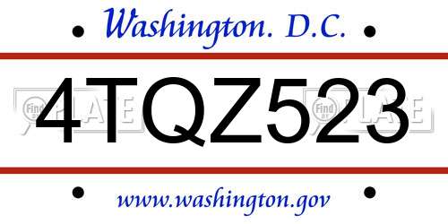 4TQZ523 District Of Columbia License Plate