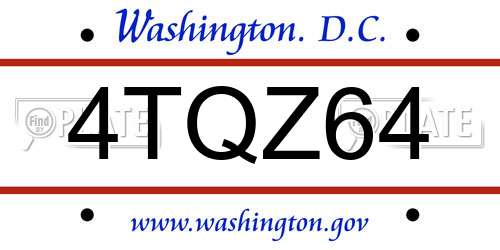 4TQZ64 District Of Columbia License Plate