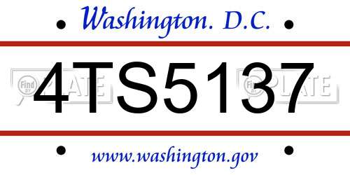 4TS5137 District Of Columbia License Plate