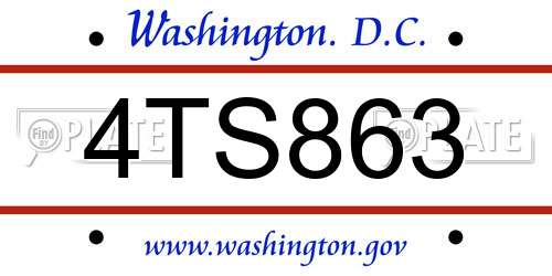 4TS863 District Of Columbia License Plate