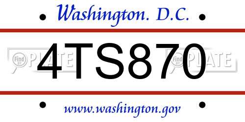4TS870 District Of Columbia License Plate
