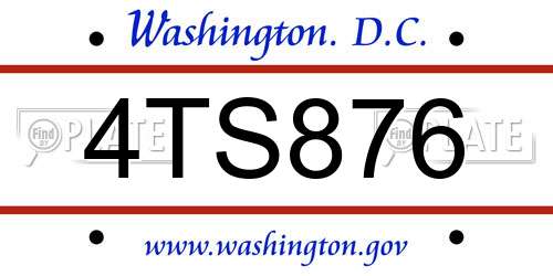4TS876 District Of Columbia License Plate