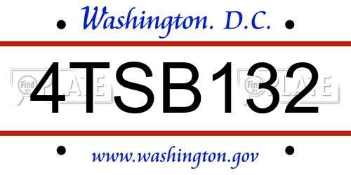 4TSB132 District Of Columbia License Plate