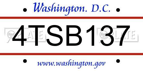 4TSB137 District Of Columbia License Plate