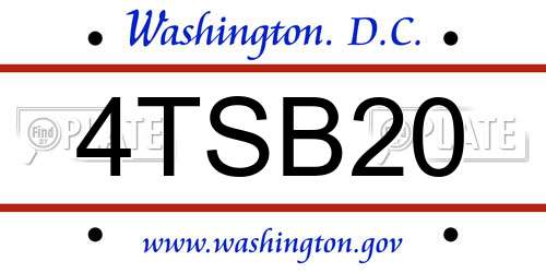 4TSB20 District Of Columbia License Plate