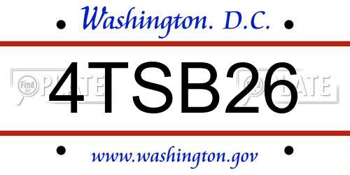 4TSB26 District Of Columbia License Plate