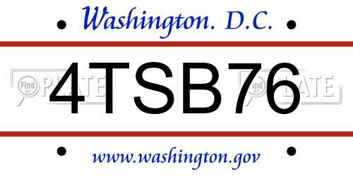4TSB76 District Of Columbia License Plate