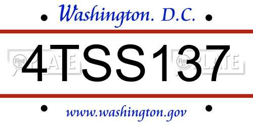 4TSS137 District Of Columbia License Plate