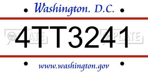 4TT3241 District Of Columbia License Plate