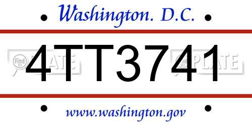 4TT3741 District Of Columbia License Plate